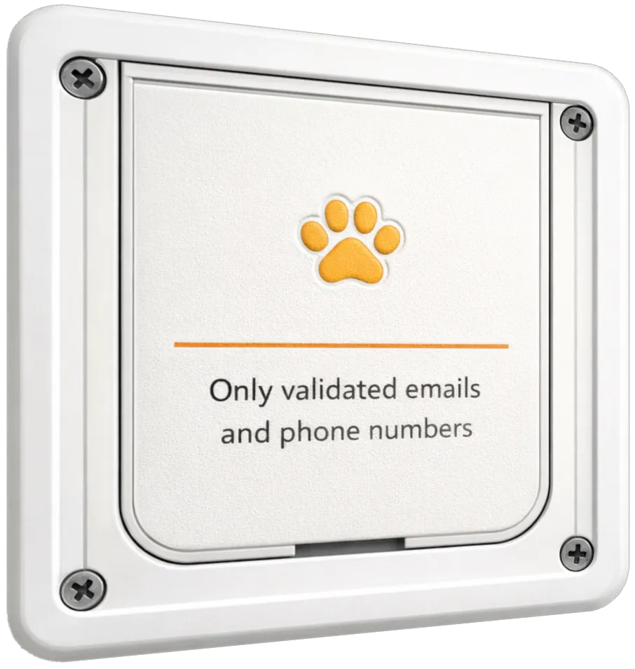 Only validated emails and phone numbers allowed